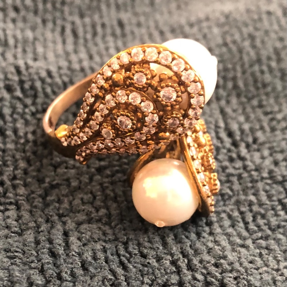 Detailed design Perl ring - Picture 3 of 3